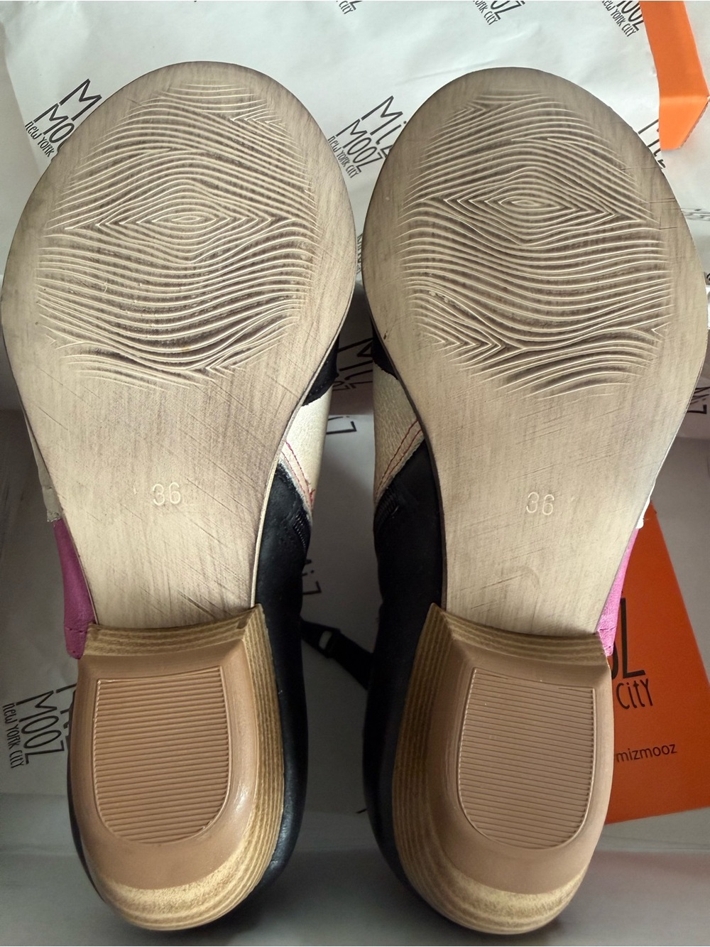 Miz Mooz Pink, Cream & Black Colorblock Open-Toe Mule New In Box 5.5/6 EUR 36 - Picture 6 of 9